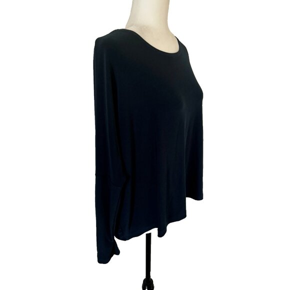 SYMPLI Blouse Top Size 4 Navy Blue Stretchy Jersey Knit Long Dolman Sleeves - Picture 4 of 7